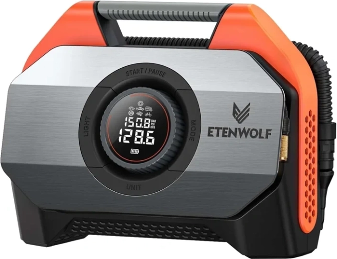 Autokompresor Etenwolf S6 s batériou 19 200 mAh, 11,03 bar, oranžový