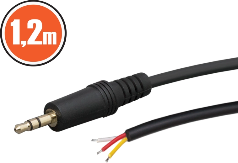 Audio kábel Jack 3,5 mm stereo, 1,2 m, čierny