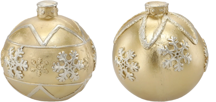 Zlatá vianočná guľa so snehovými vločkami 21,5 cm