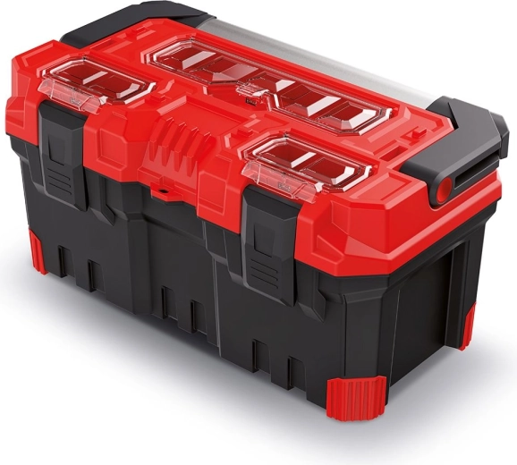 Kufor na náradie s kovovou rukoväťou TITAN PLUS, 496 × 258 × 240 mm, červený