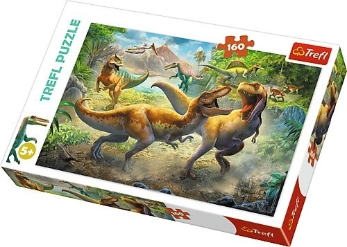 Puzzle 160 dielikov – bojujúci tyranosauri Trefl