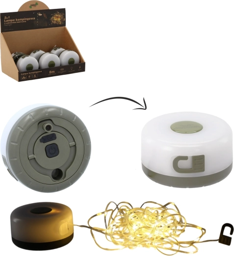 Kempingová LED lampa s 8 m svetelným reťazom, USB‑C