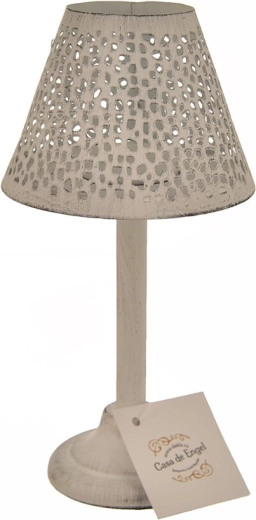 Kovový svietnik lucerna biely s bodkovaným dekorom 20 cm