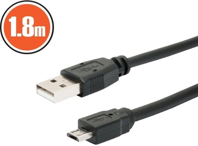 USB 2.0 kábel A na micro B, 1,8 m, čierny