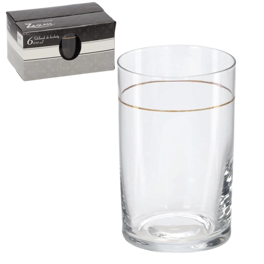 Sada pohárov so zlatým prúžkom, 6 ks