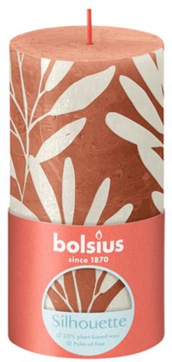 Rustikálna sviečka koralová a šalvia 130 × 68 mm