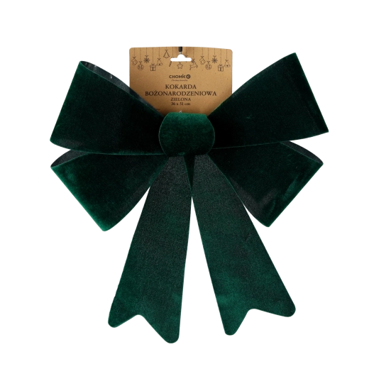 Vianočná dekoratívna mašľa zelená 36 × 51 cm