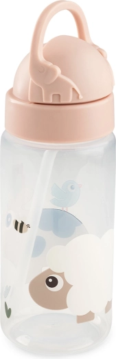Done by Deer fľaša s brčkom Tiny farm ružová 350 ml