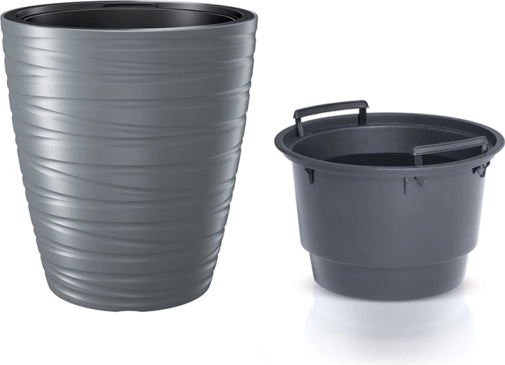 Kvetináč s vložkou MAZE 29,6 cm sivý kameň