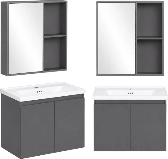 ModernHome moderná nástenná kúpeľňová skrinka s umývadlom a zrkadlovou skrinkou