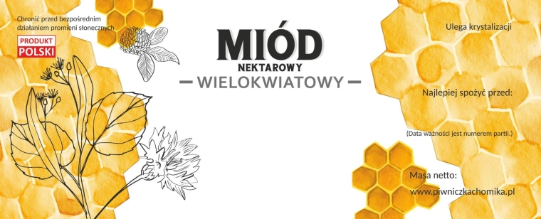 Sada etikiet na nektárový viacdruhový med 154 × 60 mm, 100 ks