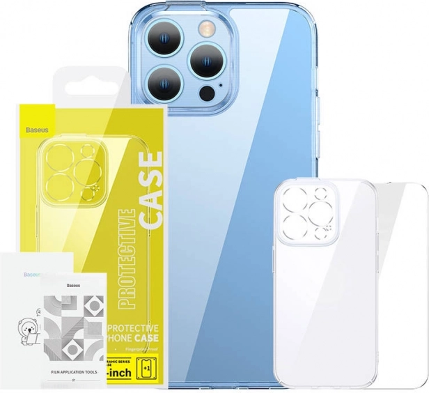 Priehľadné puzdro a tvrdené sklo pre iPhone 14 Plus Baseus SuperCeramic