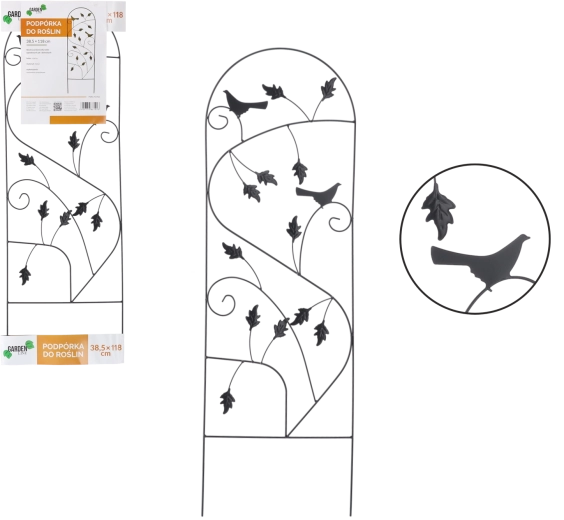 Kovová záhradná opora pre popínavé rastliny 38,5 × 118 cm – čierna