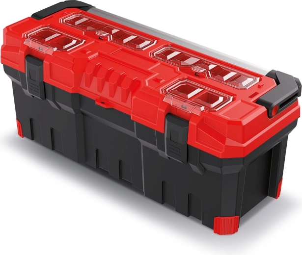 Plastový kufor na náradie s kovovou rukoväťou TITAN PLUS 752 × 300 × 304 mm – červený