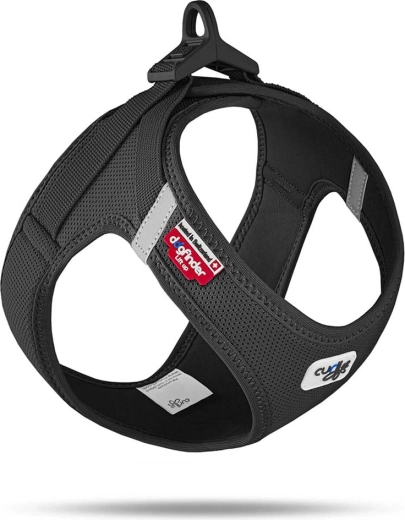 Curli postroj pre psy Air-Mesh s prackou, čierny (XS, 3–5 kg)