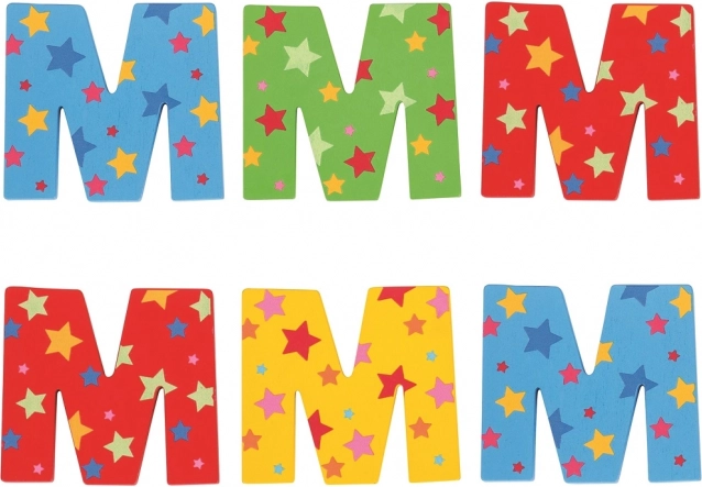 Farebné drevené písmeno Hviezdička M