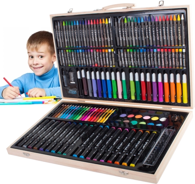 Umelecká kresliarska súprava v drevenom púzdre