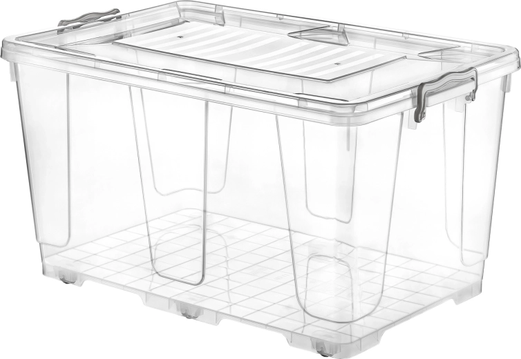 Úložný box s kolieskami 80 l priehľadný