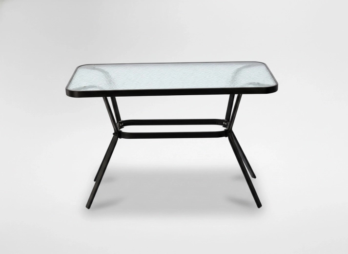 Záhradný obdĺžnikový stôl so sklenenou doskou 110 × 60 × 70 cm