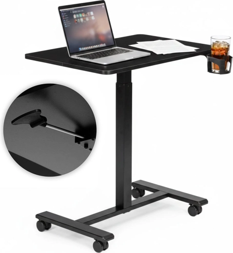 Mobilný výškovo nastaviteľný stolík na notebook ModernHome 70 × 48 cm, čierny