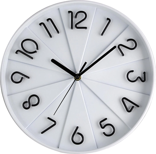 Nástenné hodiny 30 cm s 3D ciferníkom – biele, sklo a kov