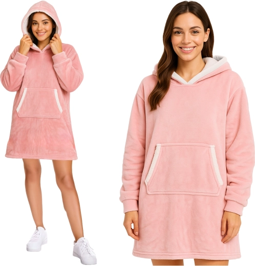 Ruhhy oversize deková mikina s kapucňou XXL ružová - 1 kus