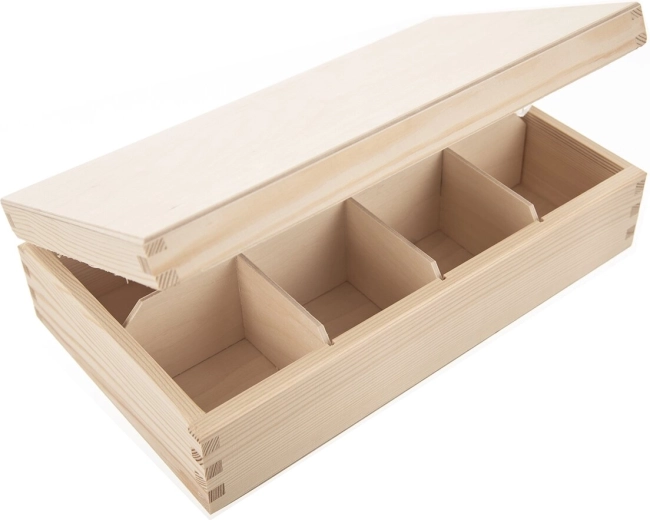 Drevený box na čaj béžový 30 × 18 × 8 cm