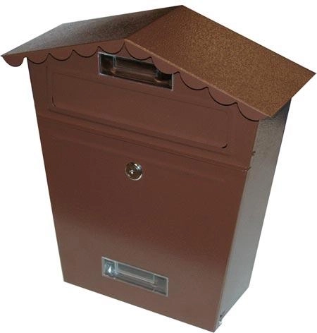 Poštová schránka so strieškou hnedá 290 × 360 × 105 mm