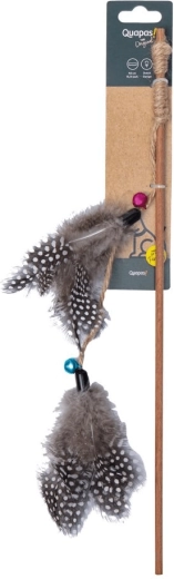 Quapas! prírodný prútik pre mačky s dvojitými pierkami