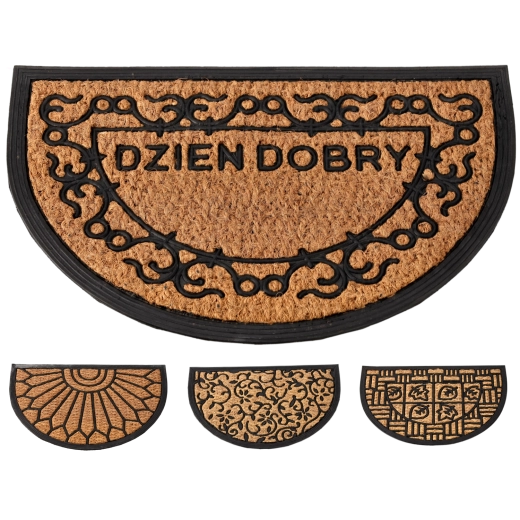 Polkruhová rohožka z kokosových vlákien a gumy 40 × 60 cm