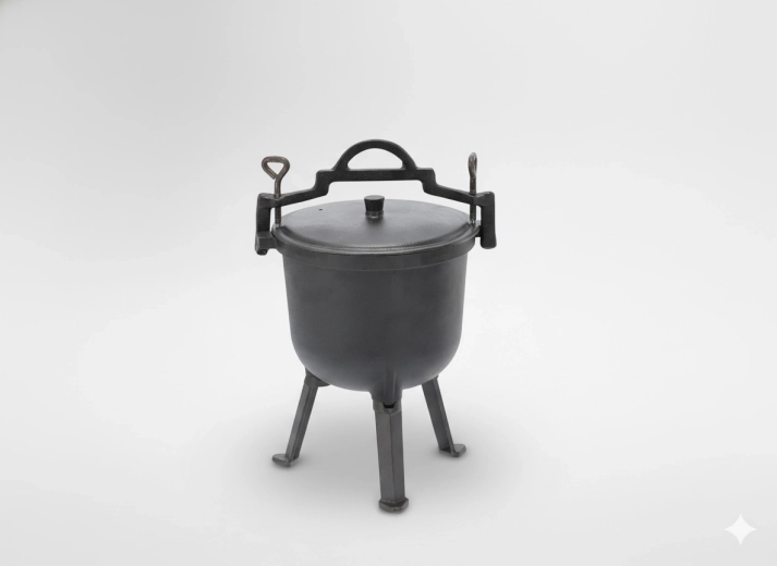 Liatinový kotlík poľovnícky 8 l s vekom a nohami