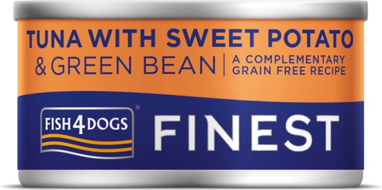 Konzerva pre psov s tuniakom, batatmi a zelenými fazuľkami 85 g FISH4DOGS Finest