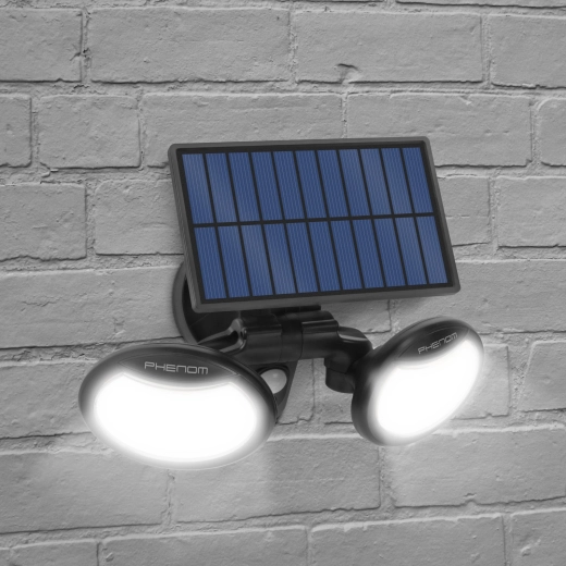 Solárny nástenný reflektor s pohybovým senzorom a dvoma otočnými COB LED
