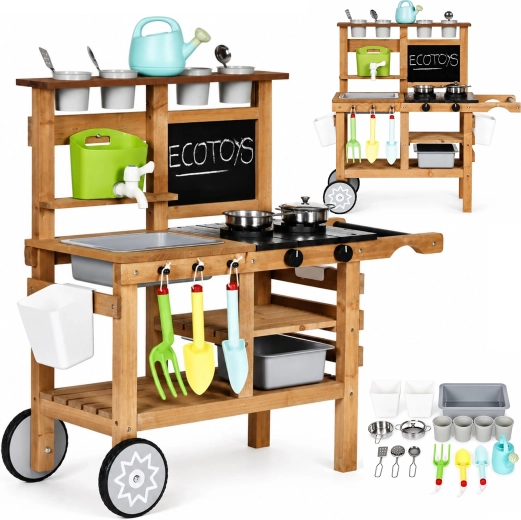 Detská vonkajšia kuchynka z prírodných materiálov ECOTOYS
