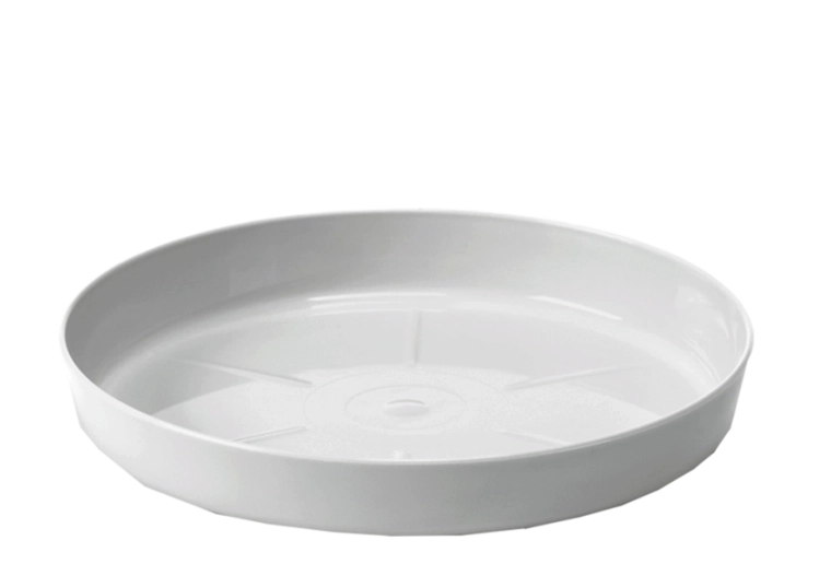Biela podmiska pod kvetináč LAMELA 34 cm