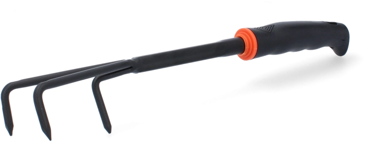 Záhradný kultivátor s trojzubcom, čierny, 31 × 7 × 6,5 cm