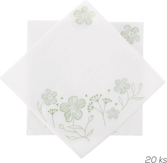 Greenish papierové obrúsky biele 33 × 33 cm, 20 ks