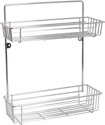 Dvojposchodová kúpeľňová polička 28 × 14,5 × 37 cm chróm