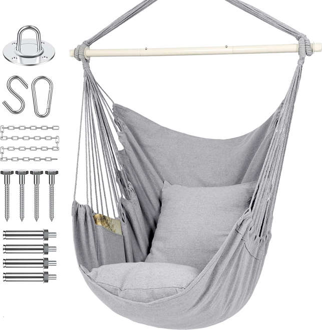 Záhradná izbová hojdačka Premium - sivá + montážna sada