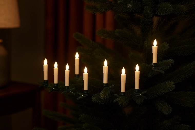 Súprava 10 LED sviečok s klipom a diaľkovým ovládačom 1,9 × 9 cm