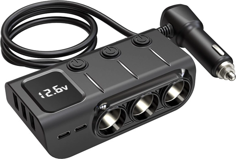 Autonabíjací rozdeľovač zásuvky Renew Force s 3 zásuvkami a USB portami