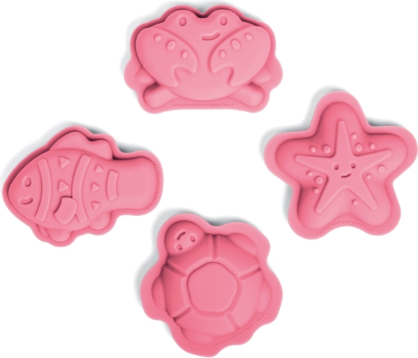Bigjigs Toys silikónové formičky do piesku – ružové morské tvary