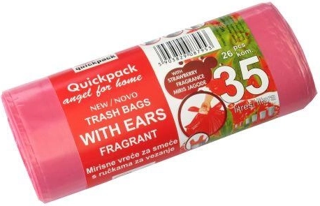 Vrecká na odpad s uškami 35 l so sviežou vôňou jahody