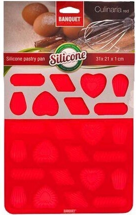 Silikónová forma na vianočné pečivo CULINARIA, 24 ks, červená