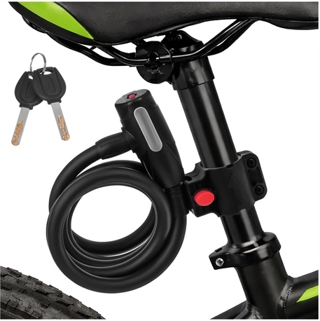 CyKlistický zámok TRIZAND 150 cm, oceľové lanko 12 mm s kľúčom a držiakom