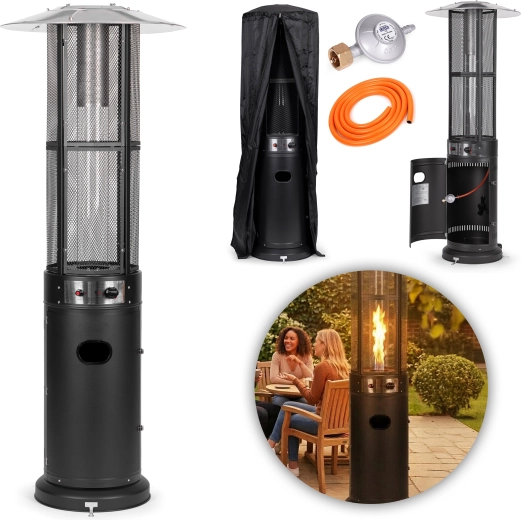 Plynový terasový ohrievač 11 kW s regulátorom, hadicou a plachtou – MULTIGARDEN