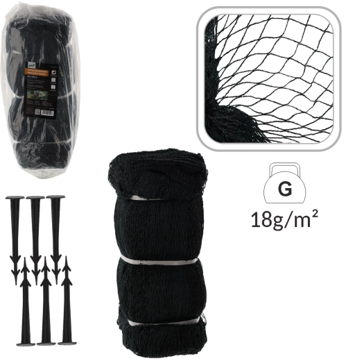 Ochranná sieť proti vtákom 10 × 20 m, 18 g/m² + 20 plastových kolíkov