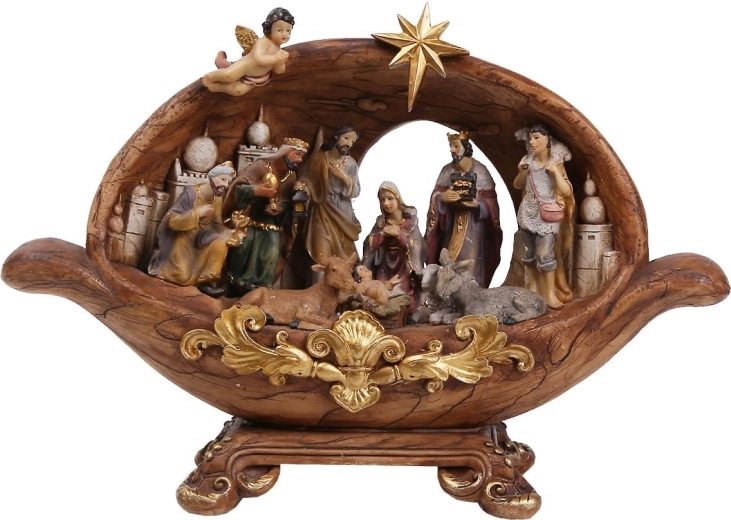 Vianočný betlehem v tvare groty 33,5 × 9,5 × 23 cm