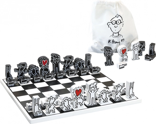 Drevené šachy VILAC – dizajn KEITH HARING