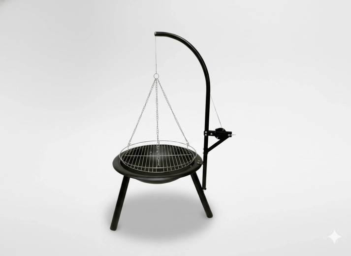 Závesný nastaviteľný gril s ohniskom 55 × 100 cm